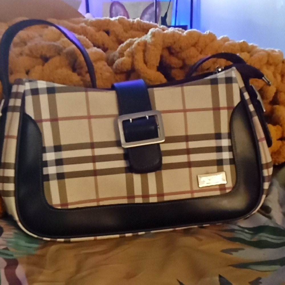 Burberry Classic Check Shoulder Bag with Black Accents